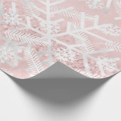 Blush roze kerstfeestdag Snowflake Joy Cadeaupapier (Hoek)