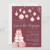 Blush Roze Kerstmis Favoriete Dingen Party Kaart (Voorkant)