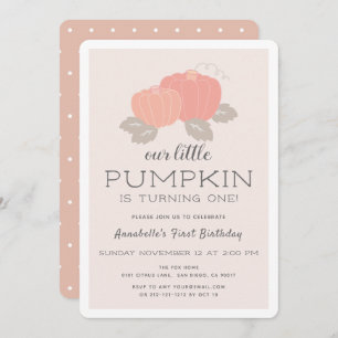 Blush Roze kleine pomkin-meisje, 1e verjaardag Kaart