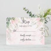 Blush roze kleurflessen Groene bruiloft RSVP-kaart Kaart (Staand voorkant)
