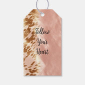 Blush Roze Koe Dierenprint Cadeaulabel (Voorkant)