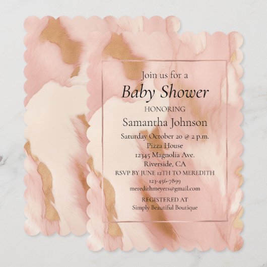 Blush Roze Koe Dierenprint Kaart (Voorkant / Achterkant)