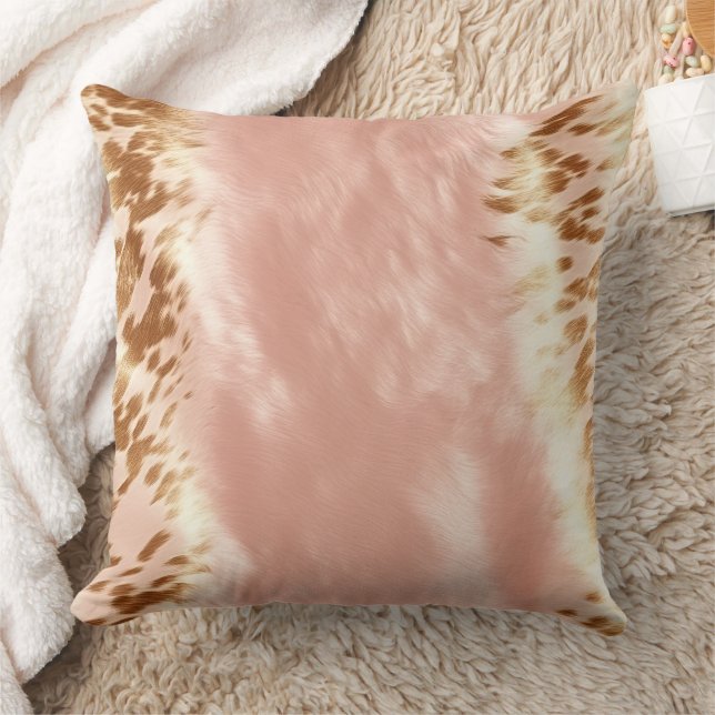 Blush Roze Koe Dierenprint Kussen (Deken)