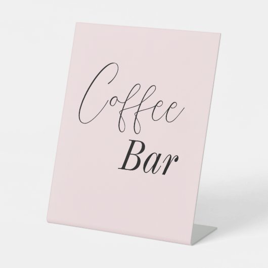 Blush Roze koffiebar Weddenschap Shower Reclamebord Met Voetstuk (Voorkant)