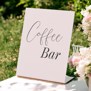 Blush Roze koffiebar Weddenschap Shower Reclamebord Met Voetstuk