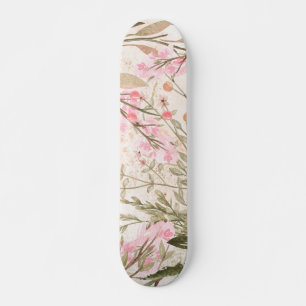 Blush roze koraalbos groene waterverf florale skateboard