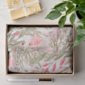 Blush roze koraalbos groene waterverf florale tissuepapier (Geschenk)