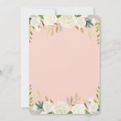 Blush Roze Kruis en Bloemen Eerste Heilige Communi Kaart (Achterkant)