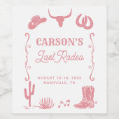 Blush Roze Laatste Rodeo Cowgirl Bachelorette Fees Wijn Etiket (Enkel label)