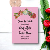 Blush roze land Rozen bloemenelegante bruiloft Save The Date
