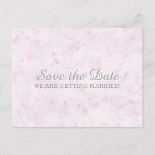 Blush Roze legant marmer Save the Date Aankondigingskaart (Voorkant)
