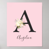 Blush roze letter 'A' Nursery Name Wall Art Poster (Voorkant)