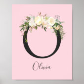 Blush roze letter 'O' Nursery Name Wall Art Poster (Voorkant)