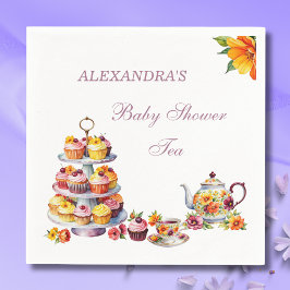Blush Roze Lila Bloemen Tea Party Baby shower Servet