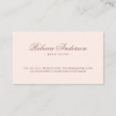 Blush roze linnen chic trendy  script visitekaartje (Achterkant)