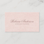 Blush roze linnen chic trendy  script visitekaartje (Voorkant)
