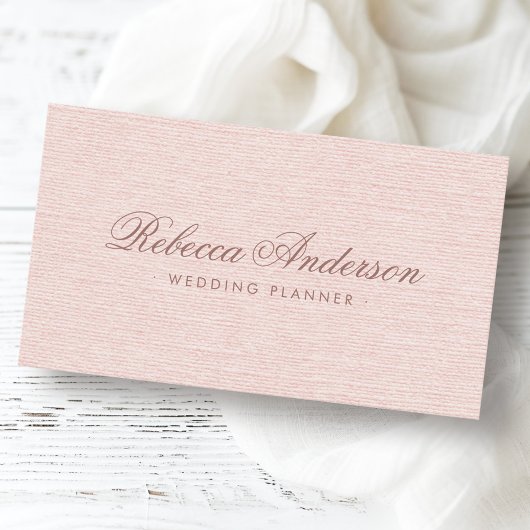 Blush roze linnen chic trendy  script visitekaartje