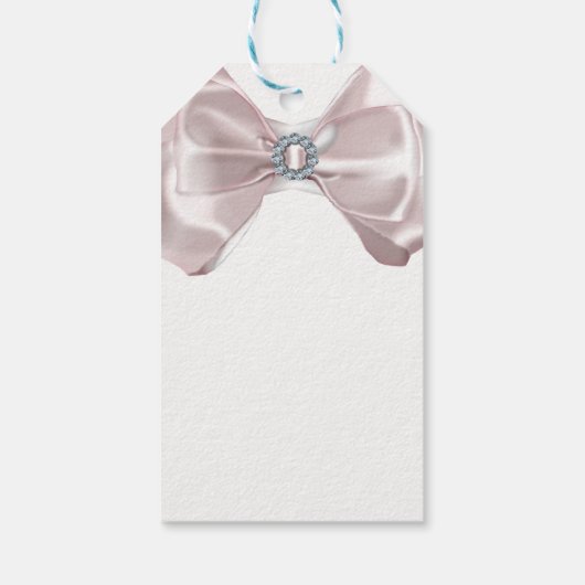 Blush Roze Lint & Diamonds Vrijgezellenfeest Elega Cadeaulabel (Achterkant)