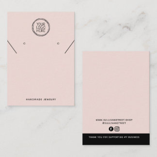 Blush Roze Logo Ketting Oorbellen Display Kaart Contactkaartje