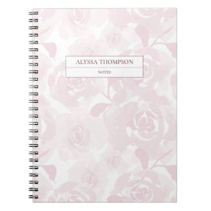 Blush roze losse Waterverf bloemen gepersonaliseer Notitieboek