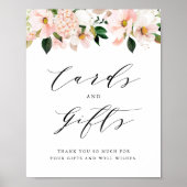 Blush Roze Magnolia en Hydrangea Kaarten en gesche Poster (Voorkant)
