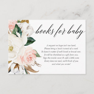 Blush roze magnolia girl baby shower boekaanvraag informatiekaartje