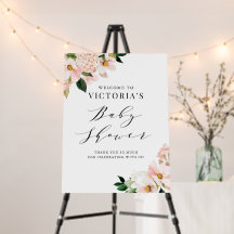 Blush Roze Magnolias Floral Baby shower Welkom