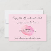 Blush Roze Make-up Schoonheid Lipglans Bedankkaart (Achterkant)