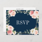 Blush roze marinescheepvaart Geometrische botanisc Briefkaart (Voorkant / Achterkant)