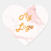 Blush roze marmer afbeelding business logo hart sticker (Voorkant)