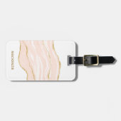 Blush Roze marmer Agate Gold Glitter Bagagelabel (Voorkant horizontaal)