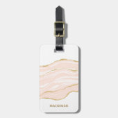 Blush Roze marmer Agate Gold Glitter Bagagelabel (Voorkant verticaal)