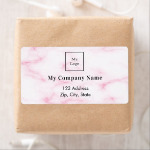 Blush roze marmer business logo return address etiket