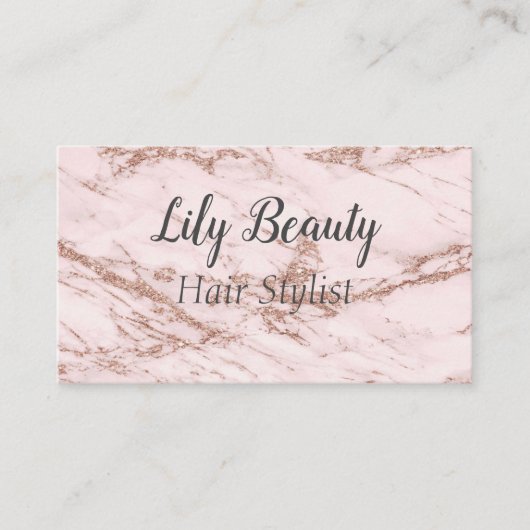 Blush roze marmer effect visitekaartje (Voorkant)