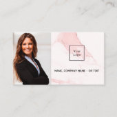 Blush roze marmer foto QR code logo Visitekaartje (Voorkant)