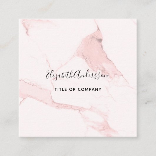 Blush roze marmer goudprofiel foto QR code Vierkante Visitekaartje (Voorkant)