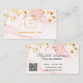 Blush roze marmer sterren logo elegant QR-code Visitekaartje (Voorkant / Achterkant)