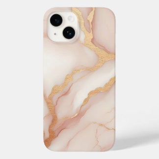 Blush Roze Marmeren iPhone 14 Hoesje met Gouden Ad