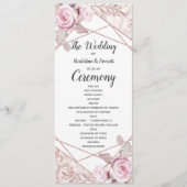 Blush Roze Marmeren Lijst Flora Trouwprogramma Programma (Voorkant)