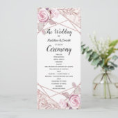 Blush Roze Marmeren Lijst Flora Trouwprogramma Programma (Staand voorkant)