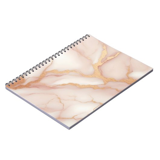 Blush roze marmeren Notitieboek met gouden aderen (Linkerzijde)