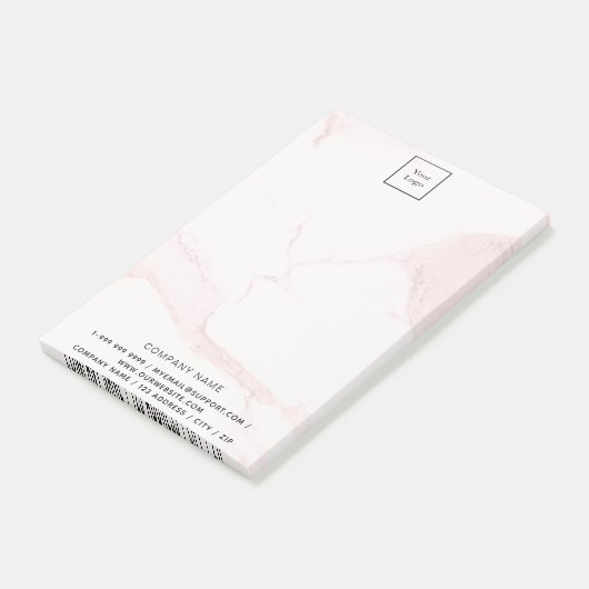 Blush roze marmering business logo post-it® notes (Schuin)