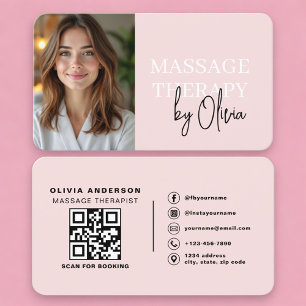 Blush Roze Massage Therapeute QR Code Visitekaartje