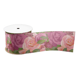 Blush roze   Mauve Waterverf Roos Floral Pattern Lint