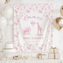 Blush Roze Meisje Baby shower Banner Safari Toile