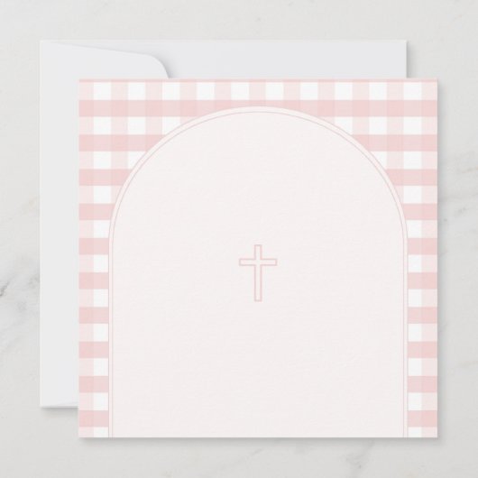 Blush roze meisje doopBow Pearl Ketting Kaart (Achterkant)