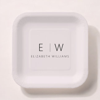 Blush Roze Meisje Elegant Modern Minimalist Papieren Bordje