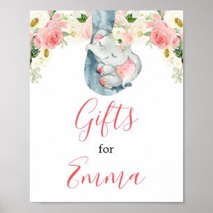 Blush roze meisjesolifantencadeautjes voor baby-bo poster