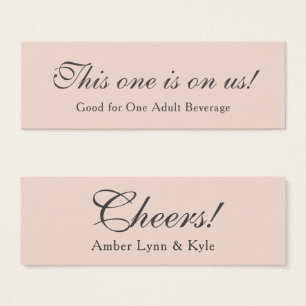 Blush roze met bewerkbaar script, Drink Tickets Mini Visitekaartjes