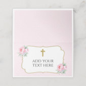 Blush roze met gouden kruis doop (Buitenkant ongevouwen)